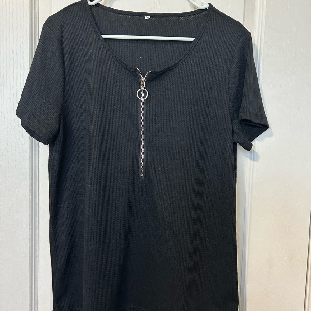 Black Zippered Women's Top